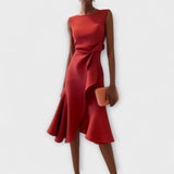 Juliette – Robe midi asymétrique drapée