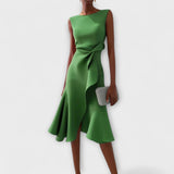 Juliette – Robe midi asymétrique drapée