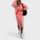 Manon - Robe Midi Confortable & Cardigan