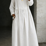 Marielle | Robe longue en denim à col Claudine