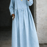 Marielle | Robe longue en denim à col Claudine