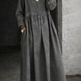 Marielle | Robe longue en denim à col Claudine