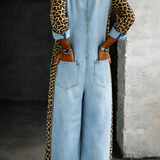 Corinne | Combinaison en jean à motif léopard