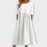 Geneviève | Robe midi fluide à poches