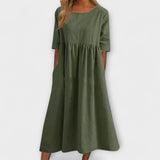 Geneviève | Robe midi fluide à poches